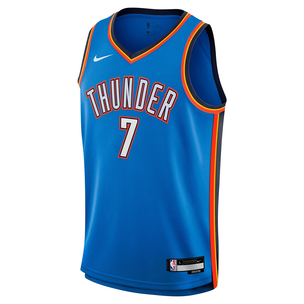 Maillot Nike pour jeune Chet Holmgren Swingman bleu Oklahoma City Thunder - Édition Icon