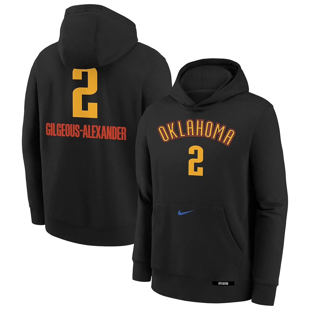 Sweat à capuche Nike Shai Gilgeous-Alexander noir pour jeune Oklahoma City Thunder 2024/25 Edition avec nom et numéro