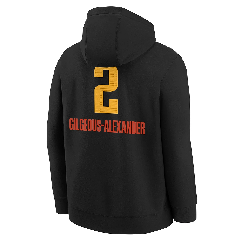 Sweat à capuche Nike Shai Gilgeous-Alexander noir pour jeune Oklahoma City Thunder 2024/25 Edition avec nom et numéro