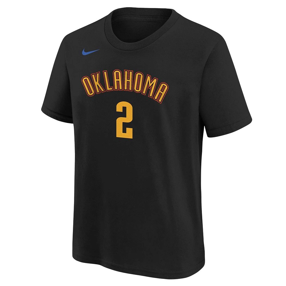 T-shirt Nike Shai Gilgeous-Alexander pour jeune, édition City Thunder Oklahoma 2024/25, noir, avec nom et numéro