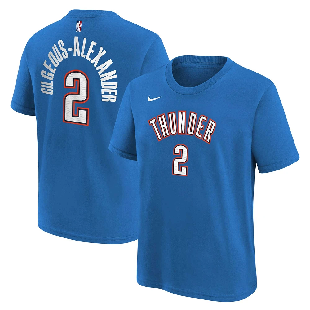 T-shirt bleu pour jeunes Shai Gilgeous-Alexander avec nom et numéro de l'icône du Thunder d'Oklahoma City