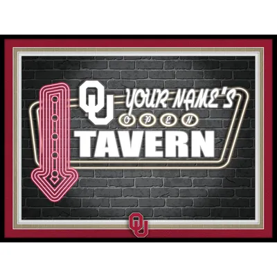 Oklahoma Sooners 12'' x 16'' Personalized Framed Neon Tavern Print - Black