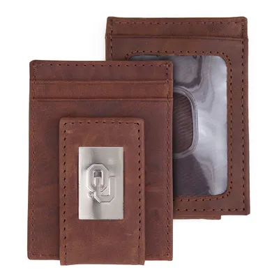 Oklahoma Sooners Leather Front Pocket Wallet - Brown