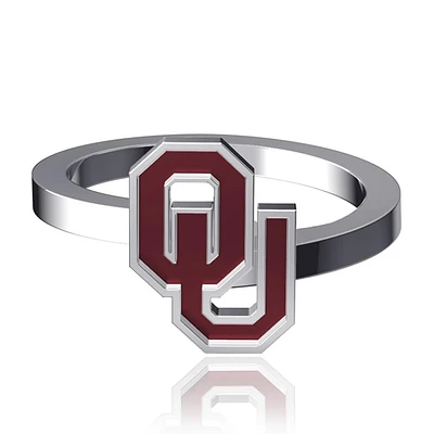 Dayna Designs Oklahoma Sooners Bypass Enamel Silver Ring