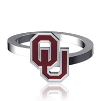 Dayna Designs Oklahoma Sooners Bypass Enamel Silver Ring