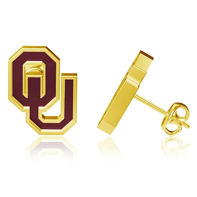 Dayna Designs Oklahoma Sooners Boucles d'oreilles en émail plaqué or