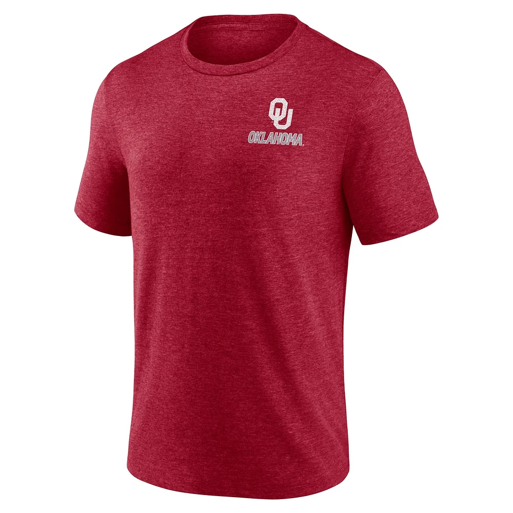 Fanatics Heather Crimson Oklahoma Sooners Ideal Faded Tri-Blend T-Shirt