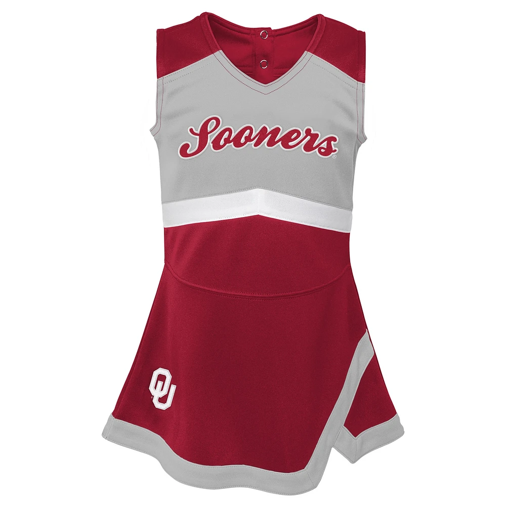 Girls Preschool Crimson Oklahoma Sooners Two-Piece Cheer Captain Jumper Dress & Bloomers Set