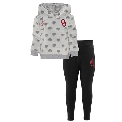 Girls Preschool Gray/Black Oklahoma Sooners Heart to Hoodie & Leggings Set