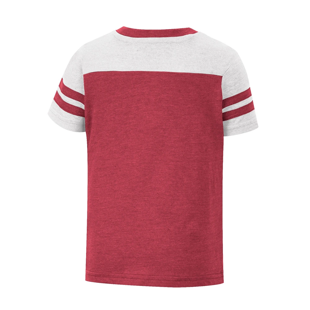 Girls Toddler Colosseum Crimson/White Oklahoma Sooners Piecrust Promise Striped V-Neck T-Shirt