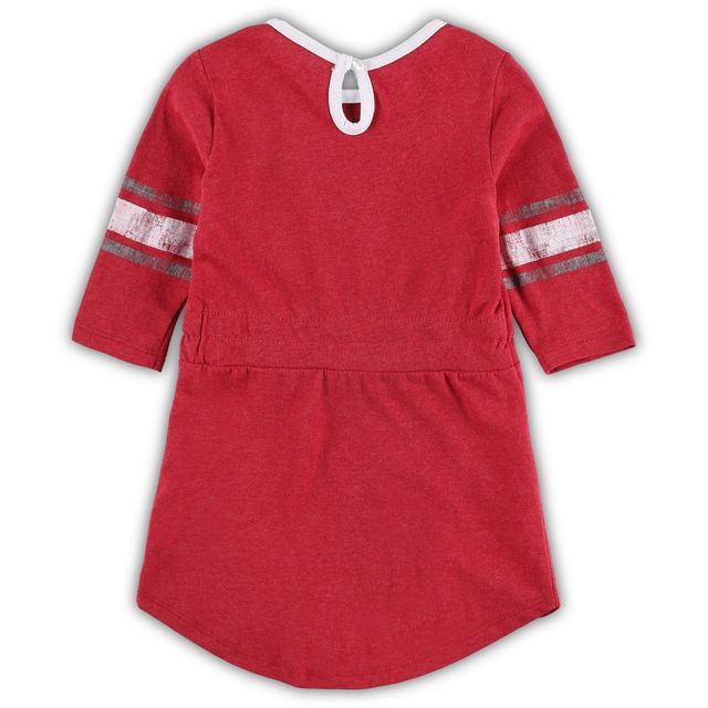 Robe Colosseum cramoisi chiné pour fille Oklahoma Sooners Poppin Sleeve Stripe Dress