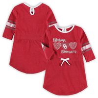 Girls Toddler Colosseum Heathered Crimson Oklahoma Sooners Poppin Sleeve Stripe Dress