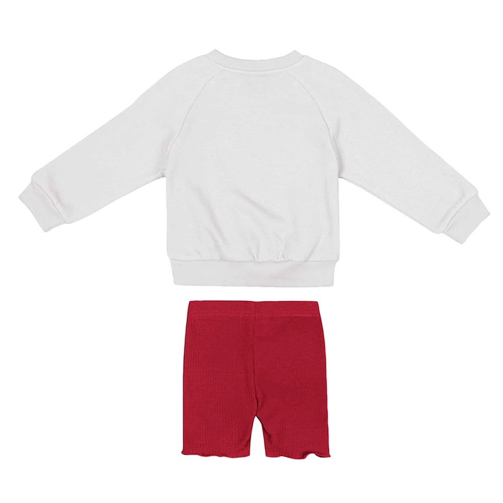 Girls Toddler Colosseum  White/Crimson Oklahoma Sooners Beta Fleece Sweatshirt and Shorts Set