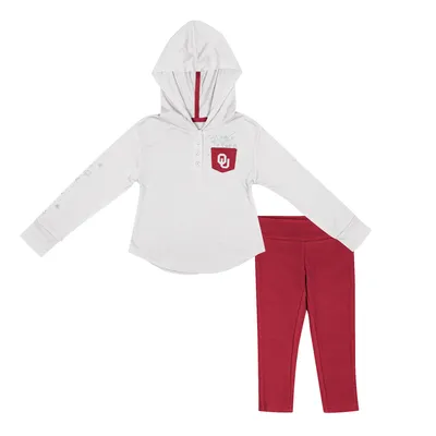 Oklahoma Sooners Colosseum Girls Toddler Most Delightful Way Long Sleeve Hoodie T-Shirt & Leggings Set - White/Crimson