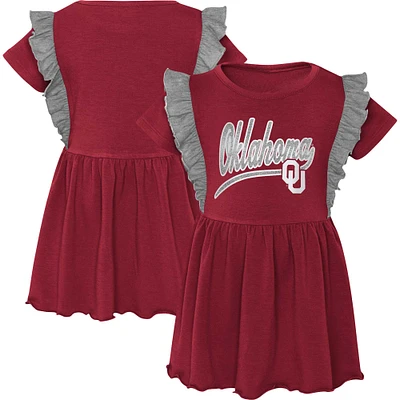 Robe tri-mélange trop mignonne Oklahoma Sooners pour tout-petit fille