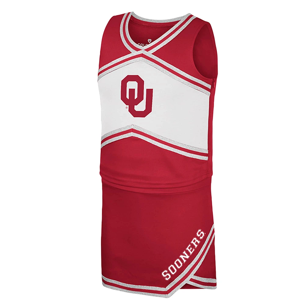 Girls Youth Colosseum Crimson Oklahoma Sooners Cheerleader Top & Skirt Set