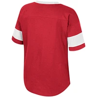 T-shirt à col en V noué sur le devant pour filles Colosseum Crimson Oklahoma Sooners Tomika