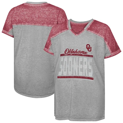 T-shirt à col en V Dolman blocs de couleurs pour jeunes filles des Sooners l'Oklahoma, prêts tout