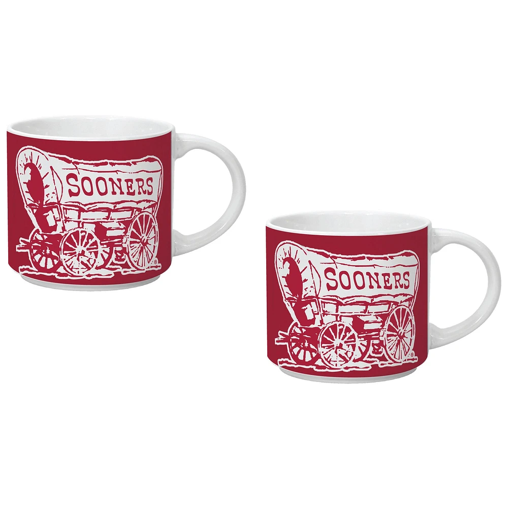 Lot de deux tasses empilables de 14 oz des Oklahoma Sooners d'Indigo Falls