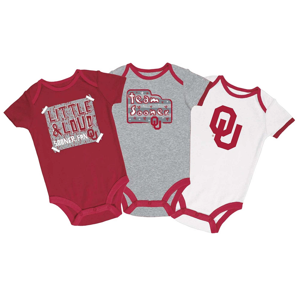 Lot de 3 bodys pour nourrissons Champion Cramoisi/Gris/Blanc Oklahoma Sooners