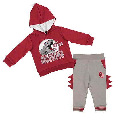 Infant Colosseum  Crimson/Gray Oklahoma Sooners Dino Pullover Hoodie and Pants Set