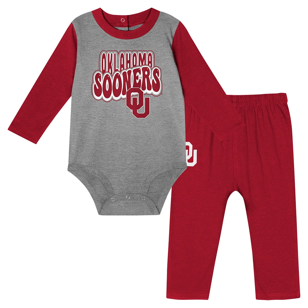 Ensemble body à manches longues et pantalon pour bébé Crimson Oklahoma Sooners Double Up