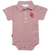 Infant Garb Crimson/White Oklahoma Sooners Carson Striped Short Sleeve Bodysuit