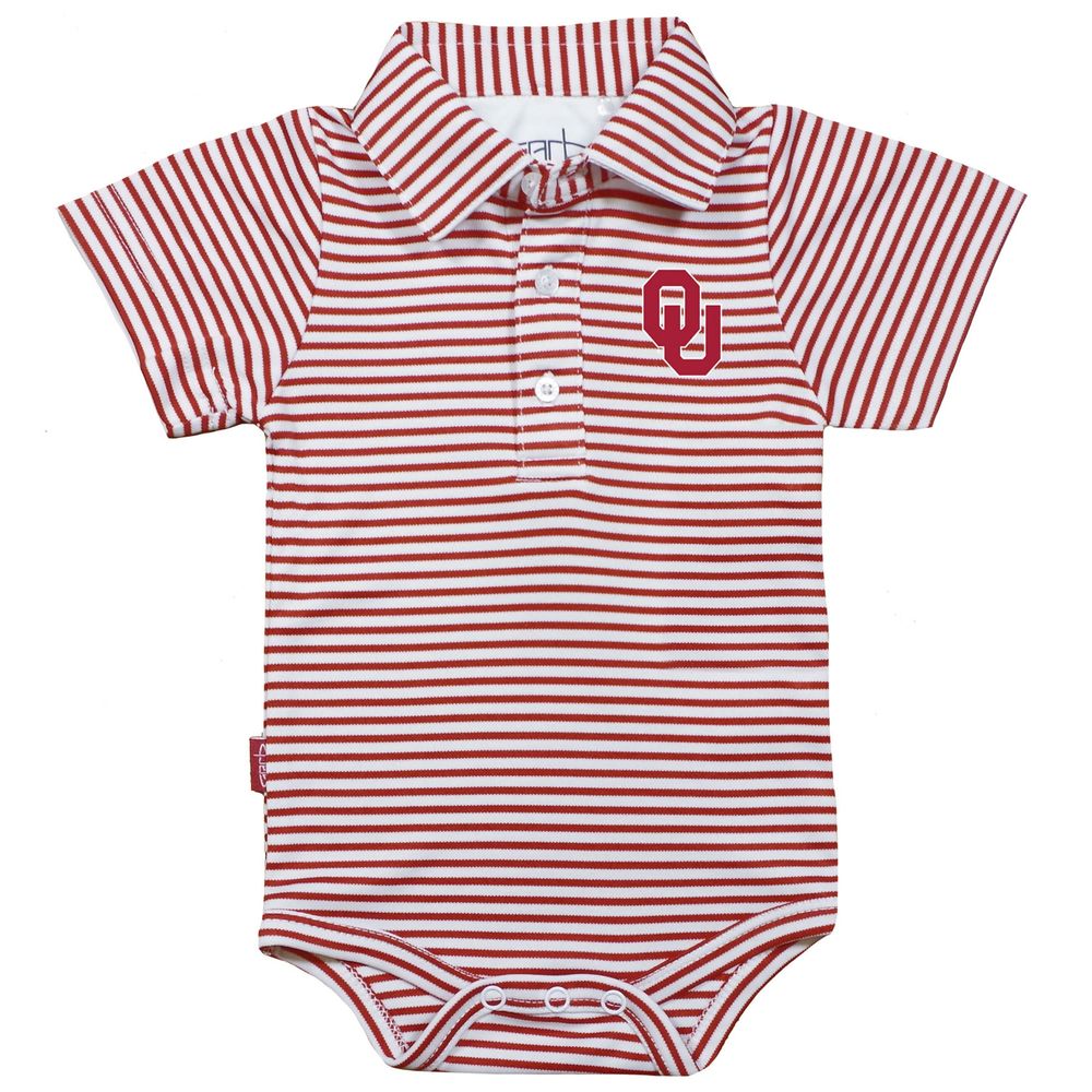 Infant Garb Crimson/White Oklahoma Sooners Carson Striped Short Sleeve Bodysuit