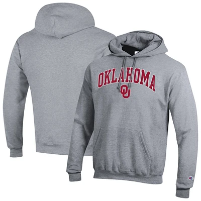Sweat à capuche logo Arch Over Champion Heather Grey des Oklahoma Sooners pour homme