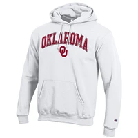 Sweat à capuche blanc Champion pour homme avec logo Arch Over des Oklahoma Sooners