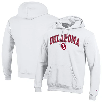 Sweat à capuche blanc Champion pour homme avec logo Arch Over des Oklahoma Sooners