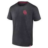 T-shirt emblématique Oklahoma Sooners Heather Anthracite Fanatics pour hommes