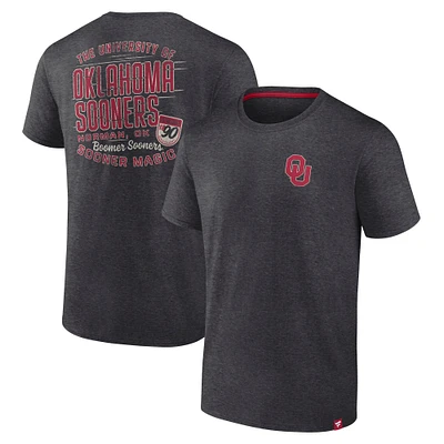 T-shirt emblématique Oklahoma Sooners Heather Anthracite Fanatics pour hommes