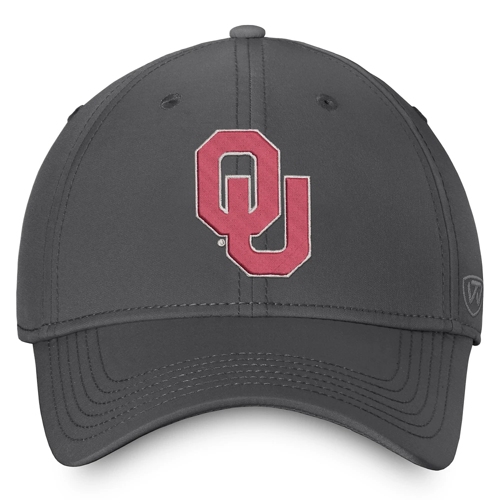 Men's Top of the World  Charcoal Oklahoma Sooners Trainer Adjustable Hat