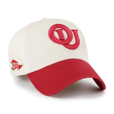 Men's '47 Cream Oklahoma Sooners Grand Stand Clean Up Adjustable Hat