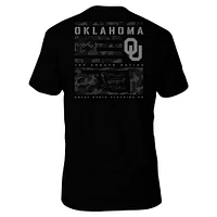 T-shirt noir à empiècement camouflage avec drapeau des Oklahoma Sooners pour hommes