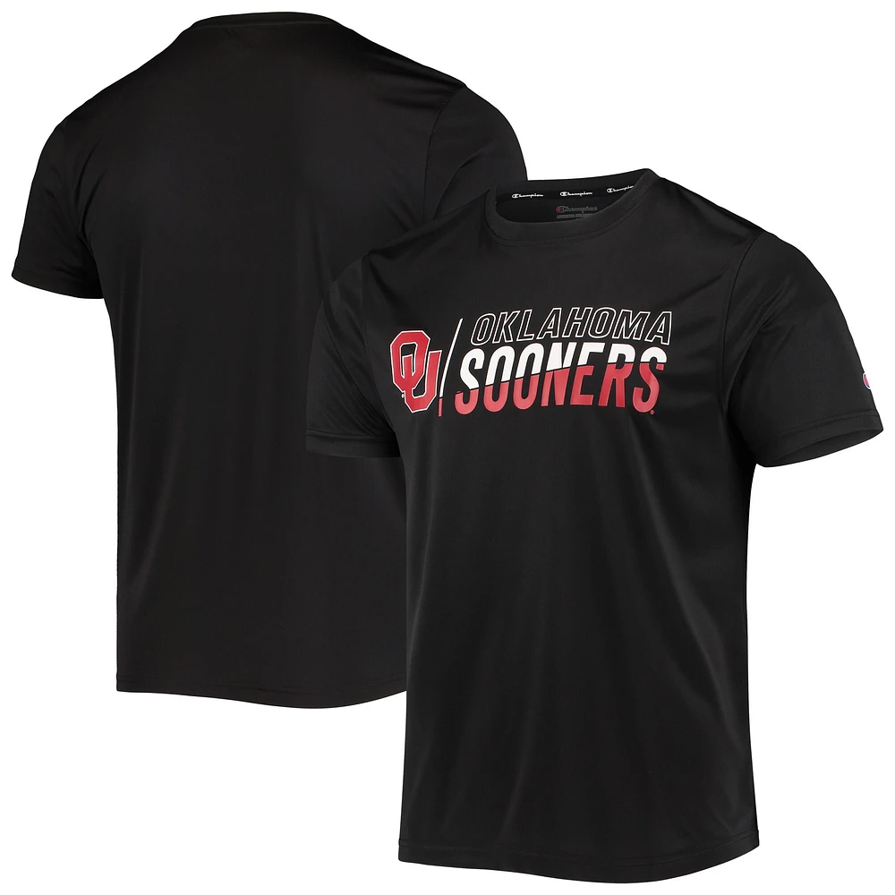 T-shirt noir Champion Oklahoma Sooners Slash Stack pour homme