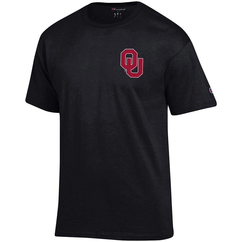 Men's Champion Black Oklahoma Sooners Stack 2-Hit T-Shirt