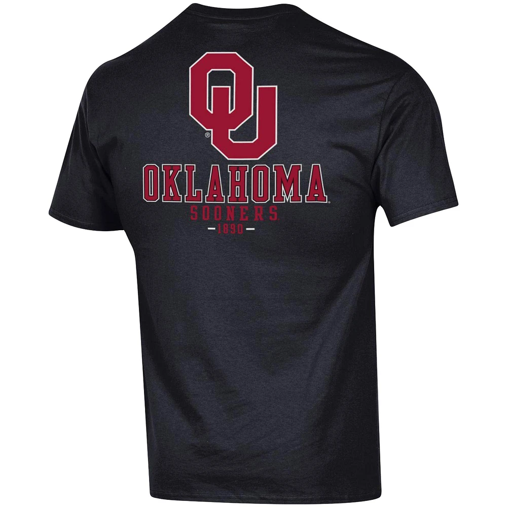 Men's Champion Black Oklahoma Sooners Stack 2-Hit T-Shirt
