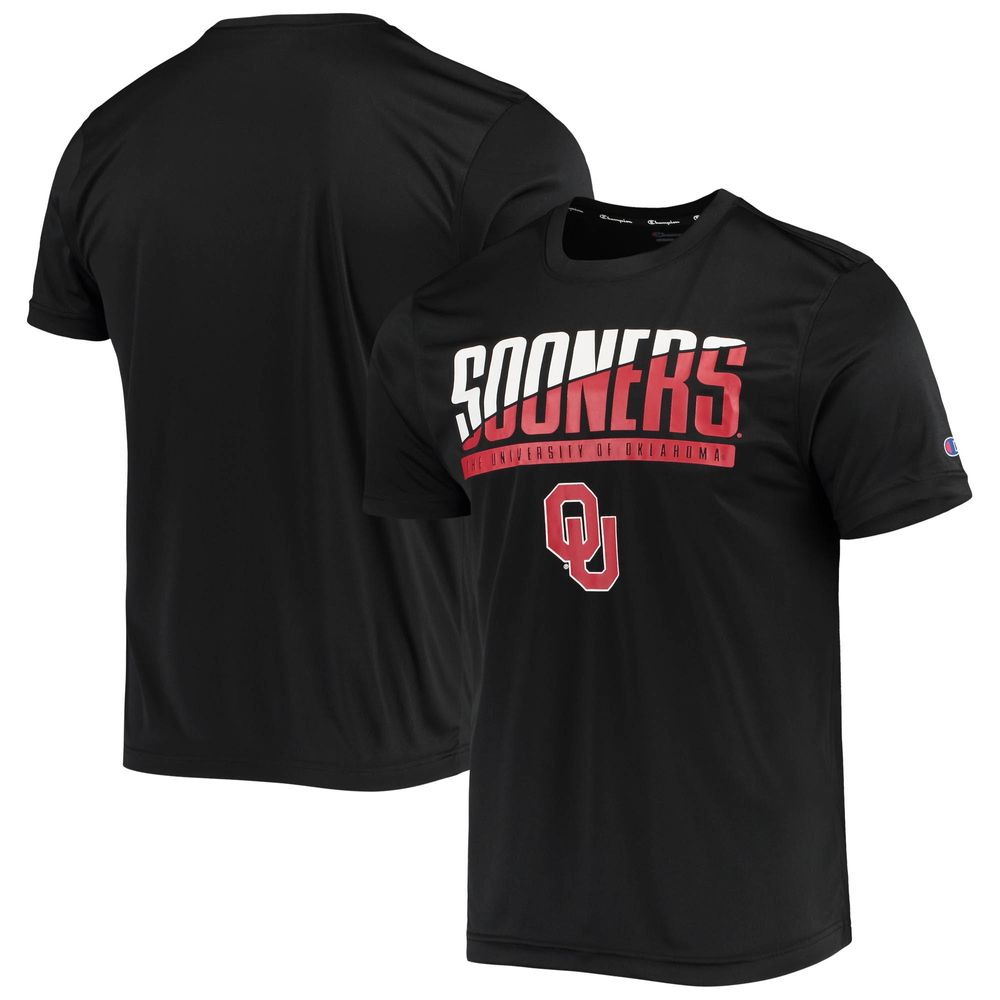 Men's Champion Black Oklahoma Sooners Wordmark Slash T-Shirt