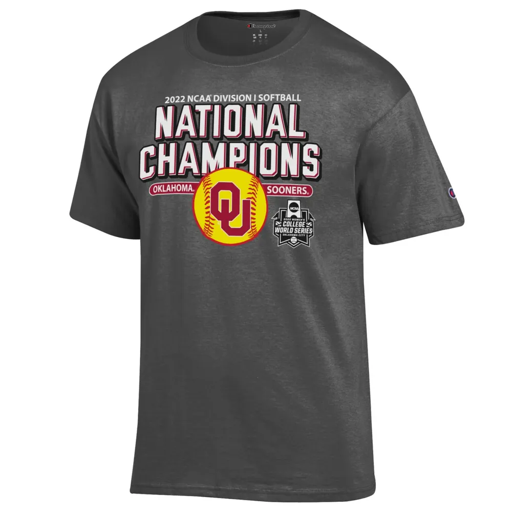 Men's Champion Charcoal Oklahoma Sooners 2022 NCAA Softball Women's College World Series Champions Locker Room T-Shirt