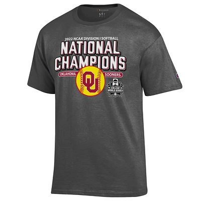 Champion Charcoal Oklahoma Sooners 2022 NCAA Softball Women's College World Series Champions Locker Room T-shirt