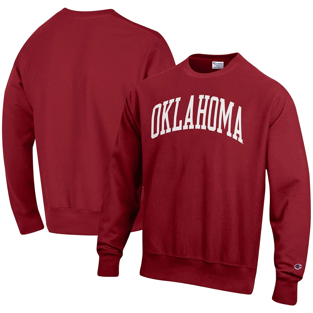 Sweat-shirt Champion Crimson Oklahoma Sooners Arch Reverse Weave pour homme