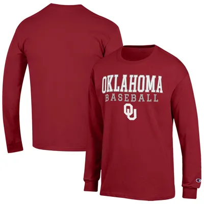 Oklahoma Sooners Champion Baseball Stack Long Sleeve T-Shirt - Crimson