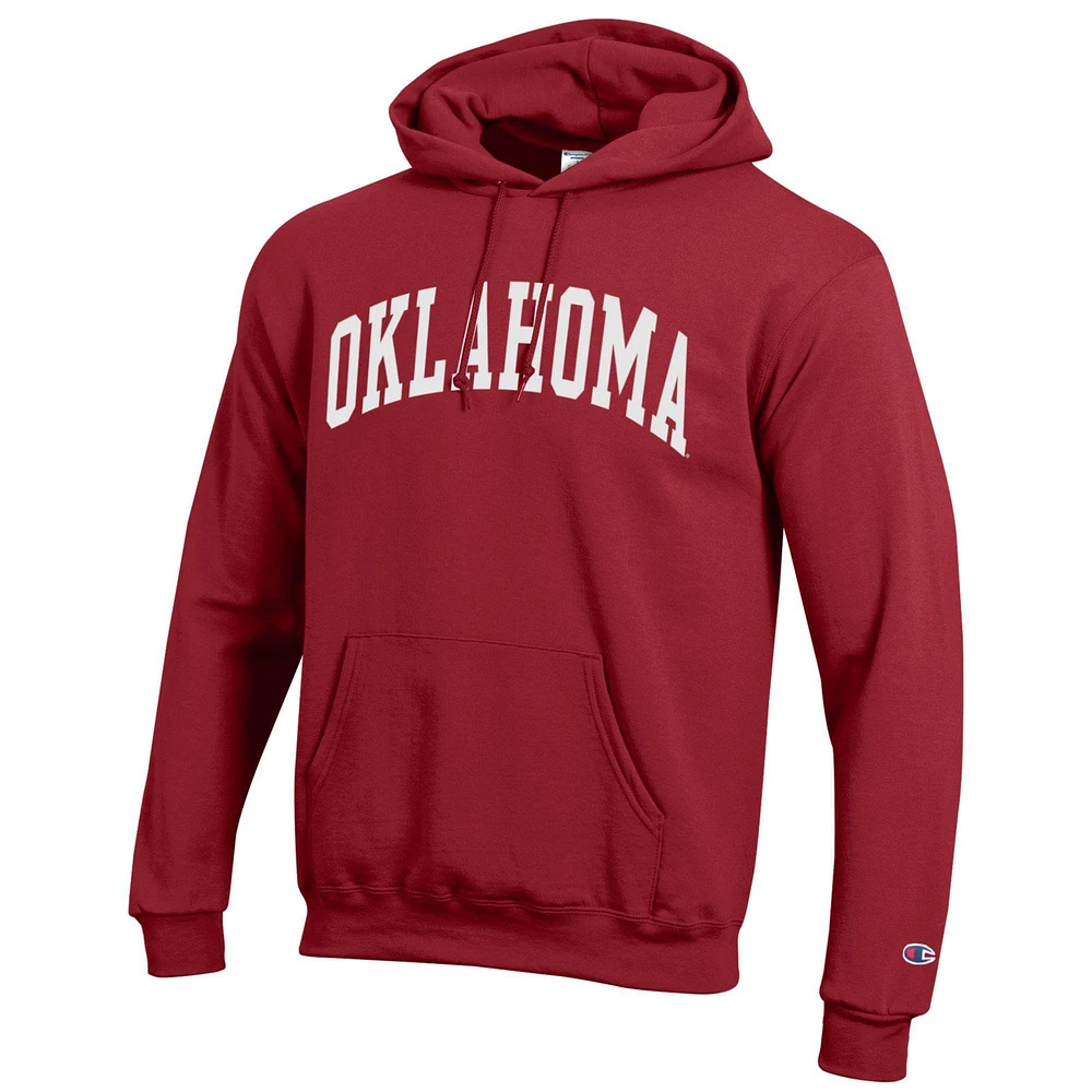 Men's Champion  Crimson Oklahoma Sooners Basic Arch Fleece Pullover Hoodie