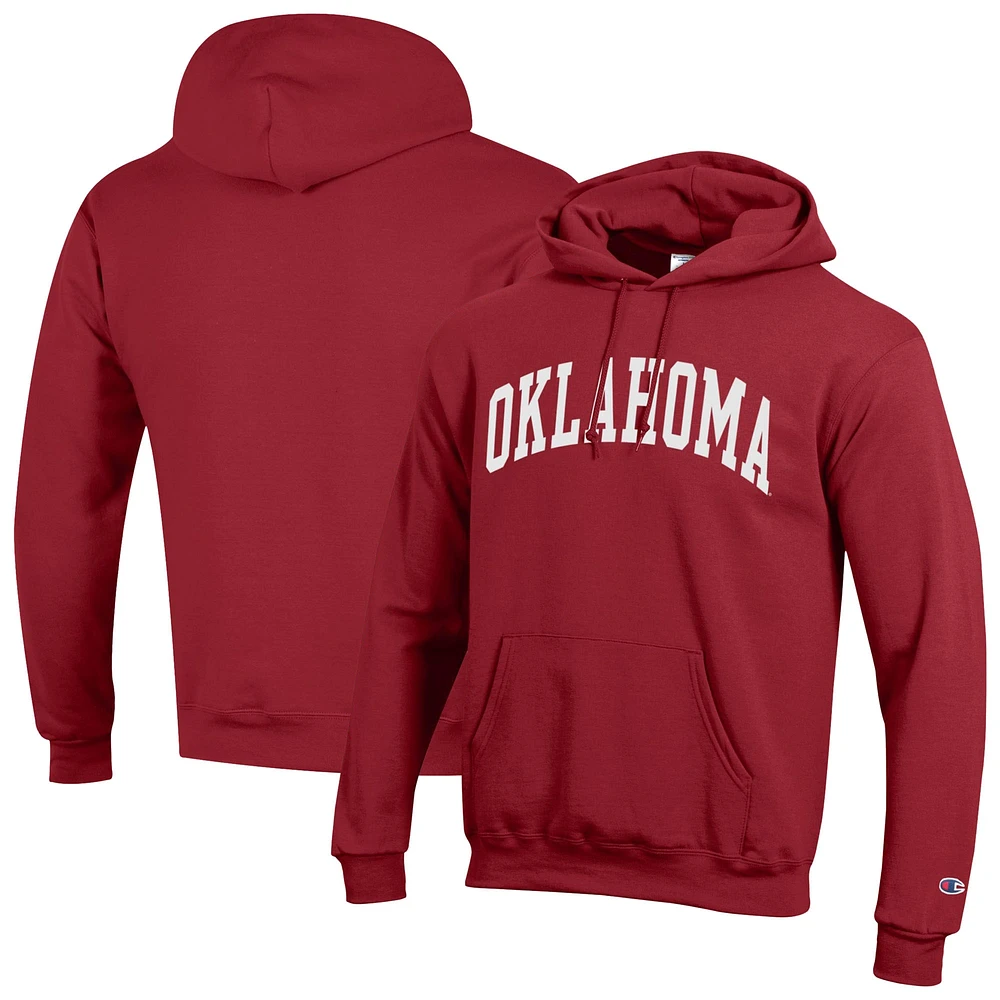 Men's Champion Crimson Oklahoma Sooners Basic Arch Fleece Pullover Hoodie
