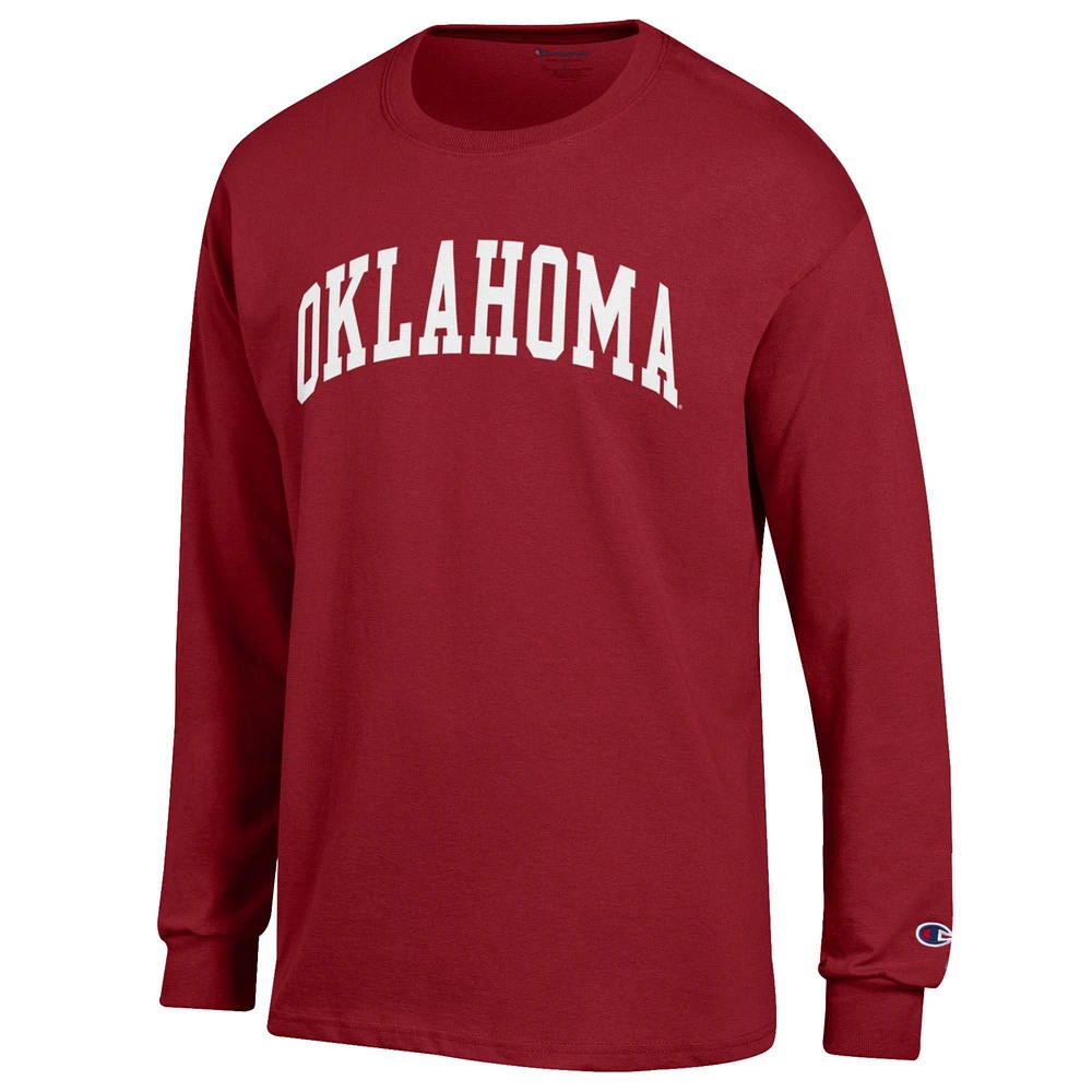 T-shirt à manches longues Basic Arch pour homme, Champion Crimson Oklahoma Sooners