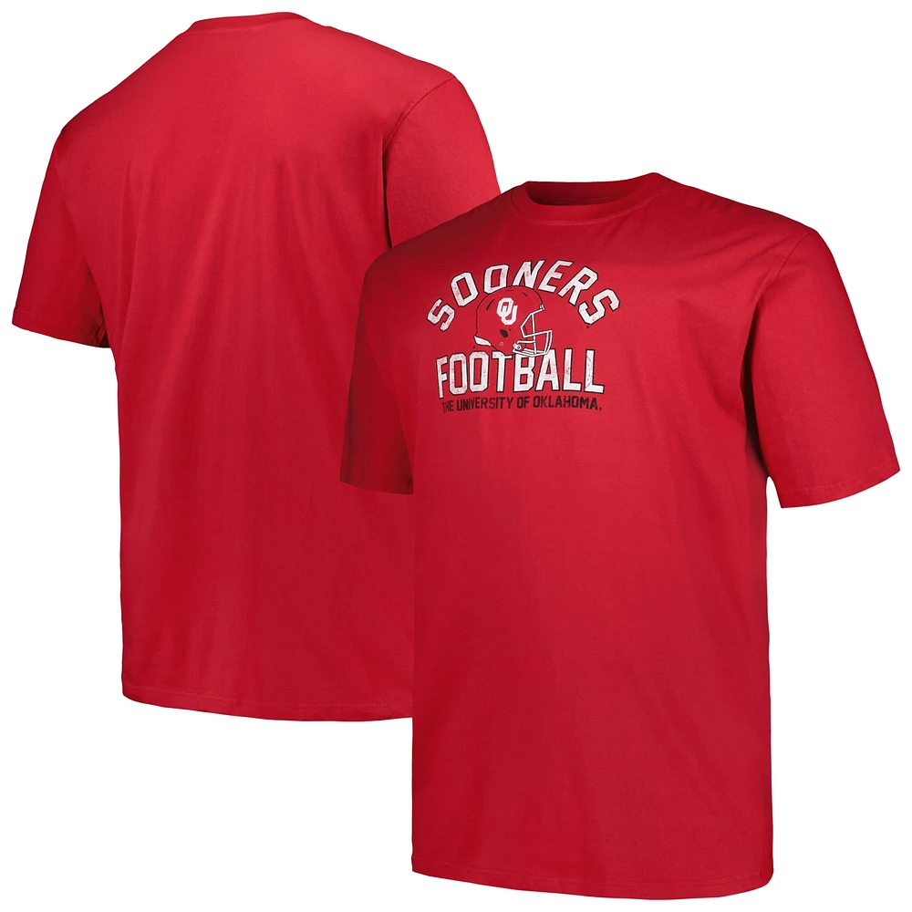 Men's Champion Crimson Oklahoma Sooners Big & Tall Football Helmet T-Shirt