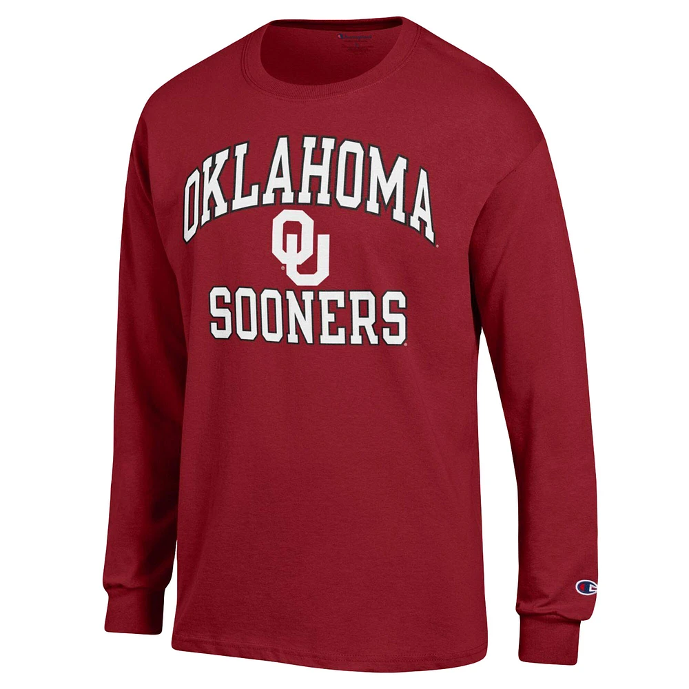 T-shirt à manches longues Champion Crimson Oklahoma Sooners High Motor pour homme