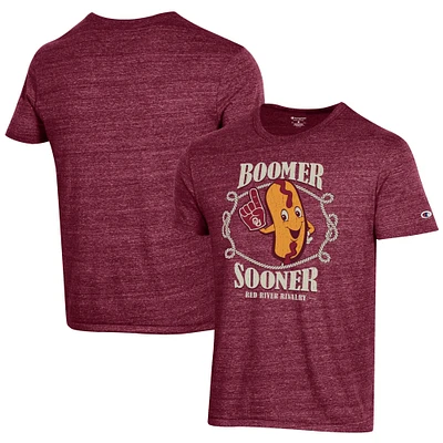 T-shirt triple mélange Champion Crimson Oklahoma Sooners Red River Rivalry pour hommes